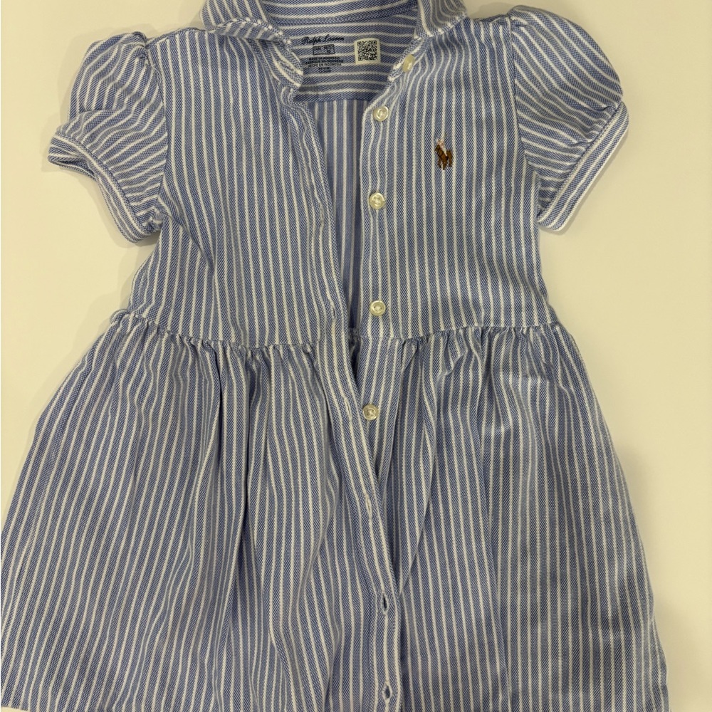 Ralph Lauren Light Blue & White Striped Polo Dress